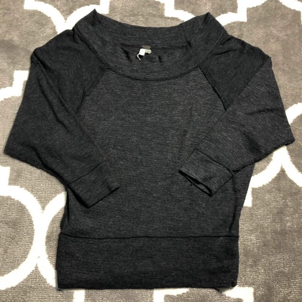 Free People We the People Shirt Womens Medium Gray 3/4 Sleeve Top